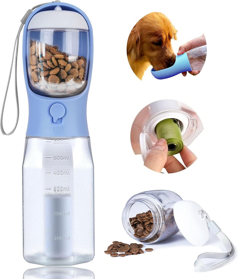 AVELORA Dog Water Bottle with Food Container, Portable Pet Dog Water Dispenser for Outdoor Walking,Hiking,Travel,Puppy Essentials,Puppy Supplies,Replaceable Waste Bags - Image 1
